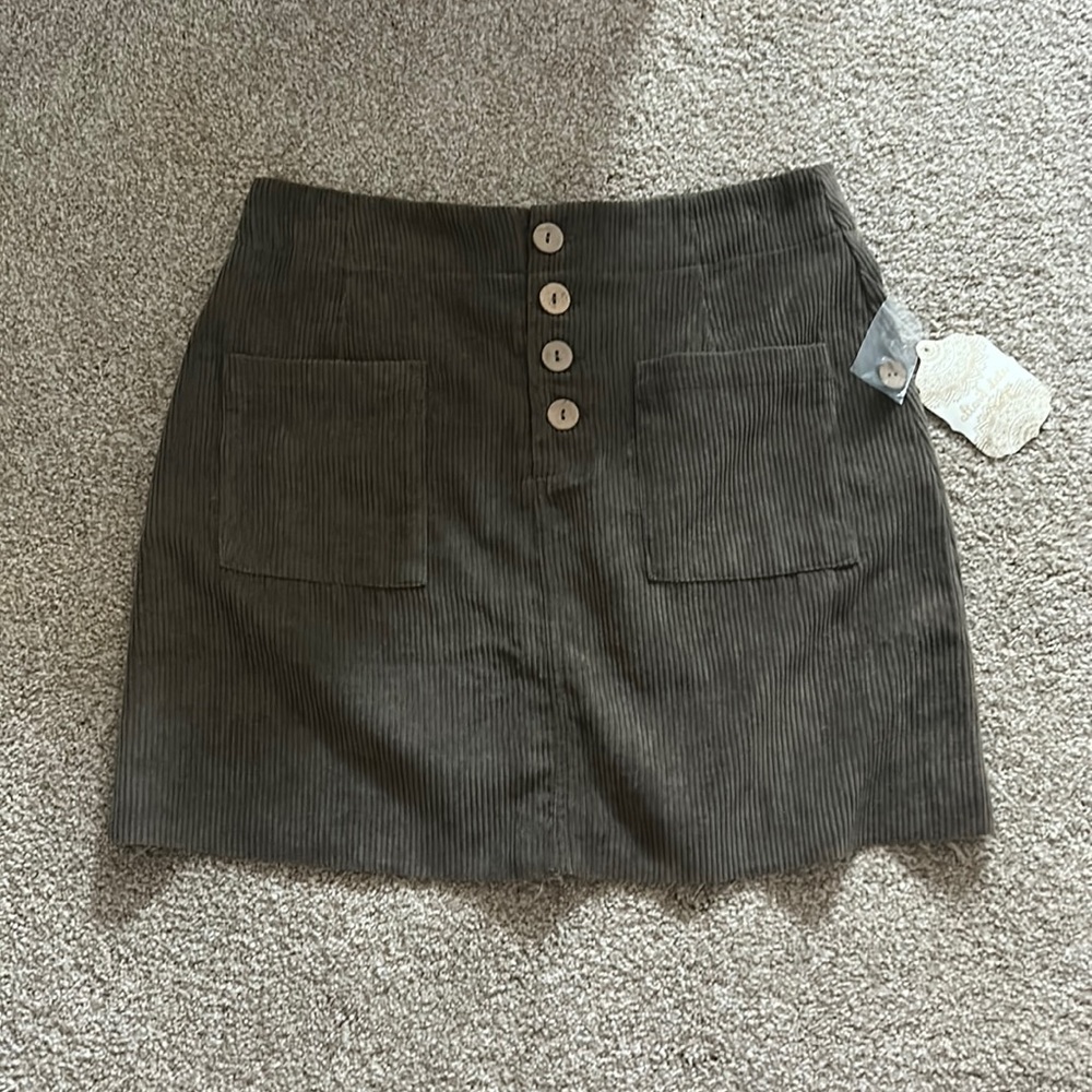 Ribed grey mini skirt altar’d state size large